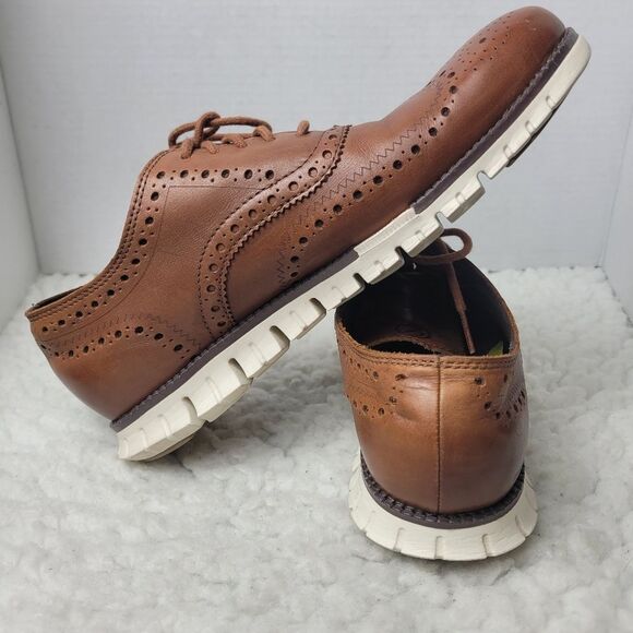 Cole Haan Zerogrand Men’s Size 8.5 Brown Leather Wingtip Oxford Shoes C14493 - Picture 5 of 10
